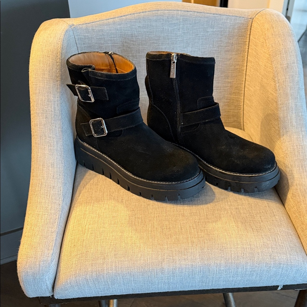 J/SLIDES blackSuede moto Boots
